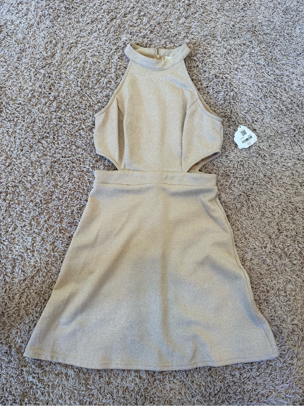 Altar'd State Sparkle Halter Mini Dress - Champagne Gold